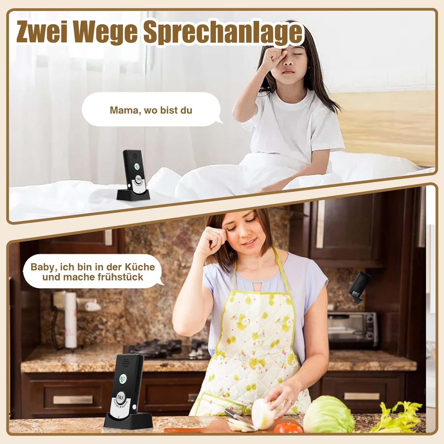 Telituny 2-Pack Wireless Intercom System, 1000m Open Area/50m Through Walls, 1800mAh Rechargeable - Image 3