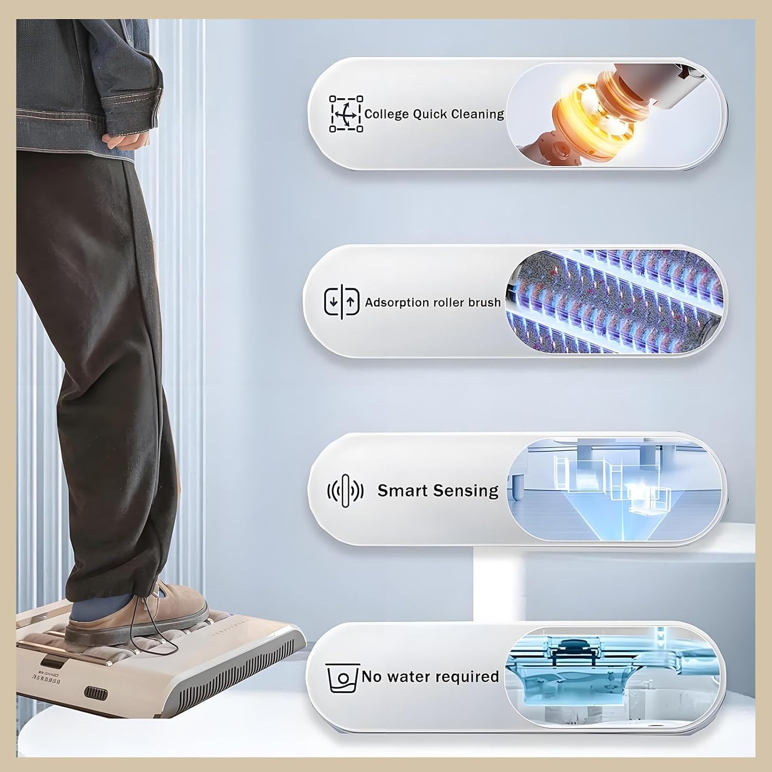 Fully Automatic Shoe Sole Cleaner, Electric Shoe Polisher, Sensor-Operated Shoe Polisher, 500 Rpm, 1000 Pa Suction Power, 5-Second Quick Wipe, Suitable for Home and Office Use. B
