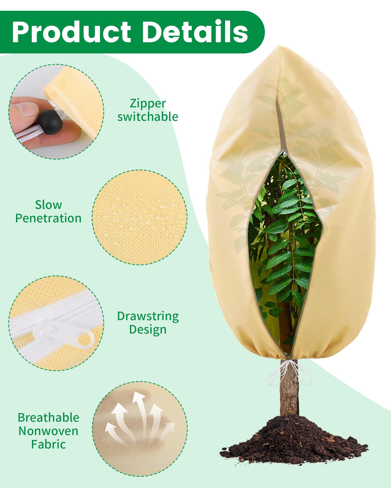 Voile D'Hivernage Réutilisable 120x180 Cm - Housse Protection Gel Plantes Avec Cordon Et Fermeture Éclair