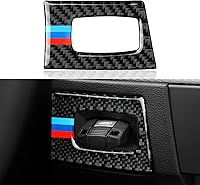 Vista 1 de Calcomanía de fibra de carbono para marco del botón de arranque del motor del coche, cubierta decorativa compatible con BMW E90 E92 E93 2006 2007
