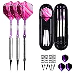 sanfeng Soft Tip Darts Set for Electronic Dart Board - 16g Darts Barrel Plastic Tip with 50 Rubber O-Rings + 6 Shafts + Extra 50 Replacement Soft Tips Accessories