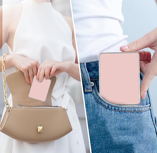 Miniatura 29 de Espejo de bolsillo, pequeño espejo de viaje con aumento, espejo cosmético portátil de doble cara con aumento para uso diario (mármol azul)