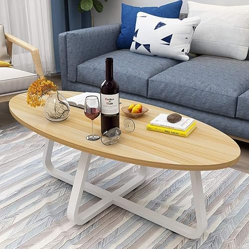 Miniatura 2 de Mesa Modern Oval Coffee Table MDF Wood Small Tea Table w/Metal Legs Mid Century Center Table Side End Table for Living Room Sofa Bedroom Balcony