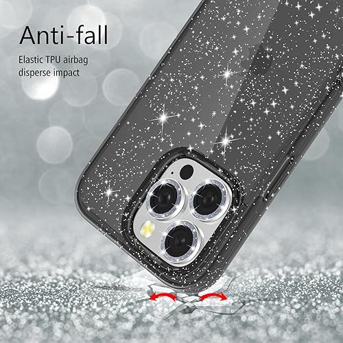 Miniatura 83 de Funda con purpurina diseñada para iPhone 15 Pro Max, con [2 unidades] protector de pantalla y [paquete de 3] protector de lente de cámara brillante