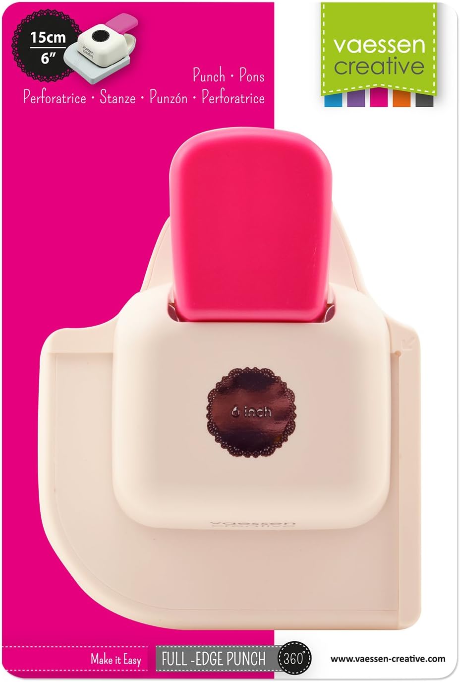 Vaessen Creative Doily Paper Punch | Full Edge, Multicolor, 14 x 10 x 5 cm