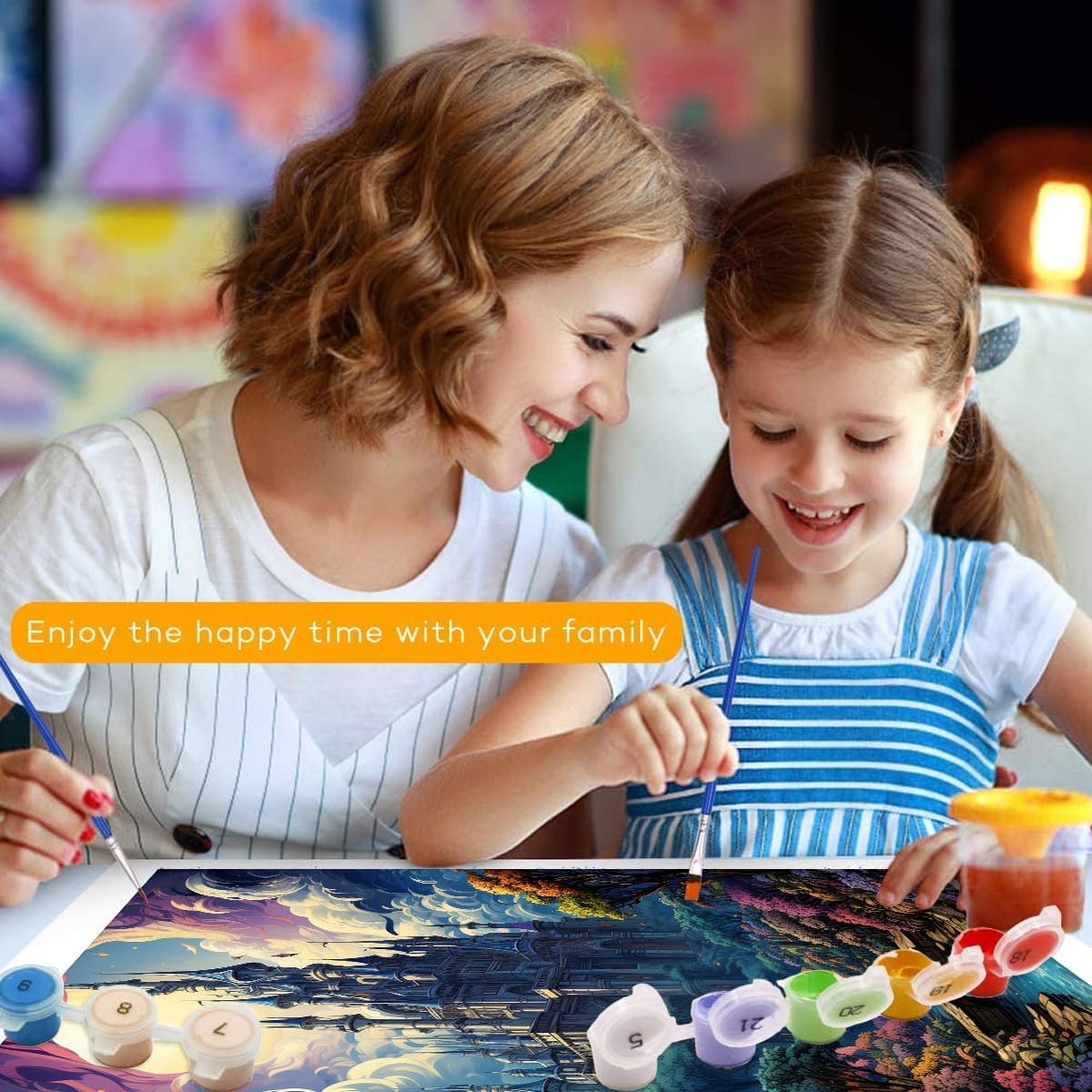 TANGFEIY Painting by Numbers Canvas Castle Wall Decor for Kids and Adults - Acrylic Number with Brushes Home Decor Gift Without Frame (50x65cm)