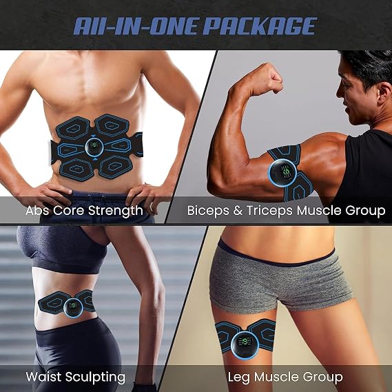 EMS Abdominal Muscle Trainer, ABS Trainer Muscle Stimulator, 8 Modes & 18 Intensities For Abdominal/Arm/Leg/Hip Training, EMS Muscle Stimulator, Electric Abdominal Muscle Toner