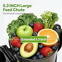 Vista 2 de Máquinas exprimidoras, canal de alimentación de boca grande de 5.3 pulgadas con autoalimentación y diseño manos libres, máquina extractora de jugo