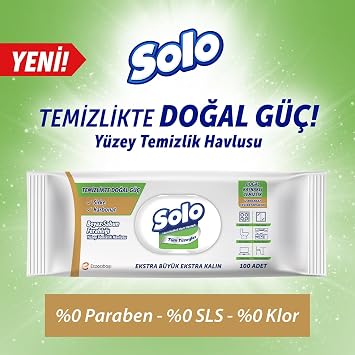 Solo Surface Cleaning Wipes Natural Power White Soap 100 Leaves
