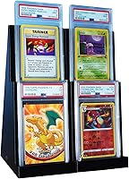 Vista 3 de Pantallas de torre de estadio con losa de tarjeta graduada (paquete de 2), compatibles con PSA, Beckett, SGC y CGC (negro, 2 niveles)