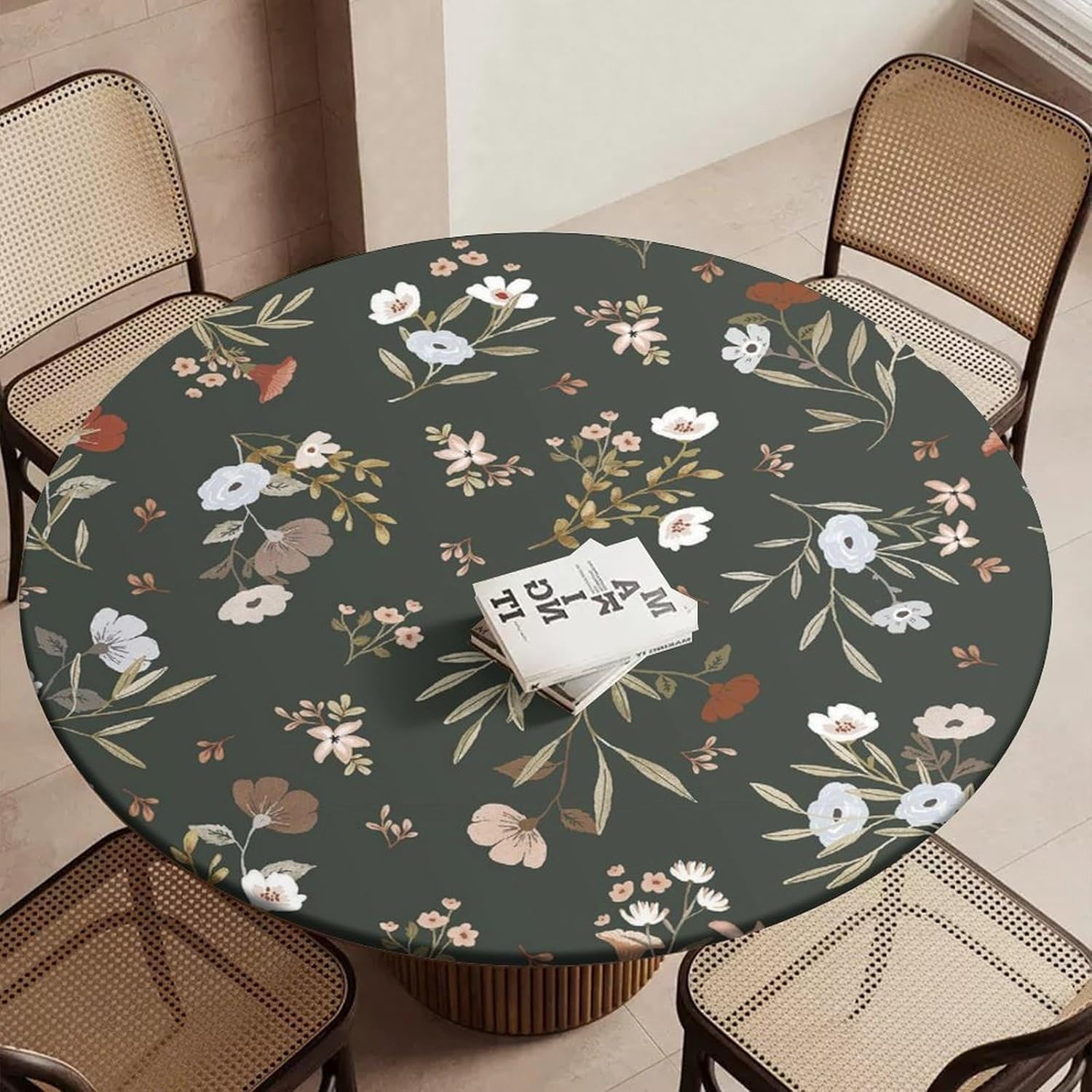 Nappe ronde élastique anti-glisse et infroissable pour table de cuisine