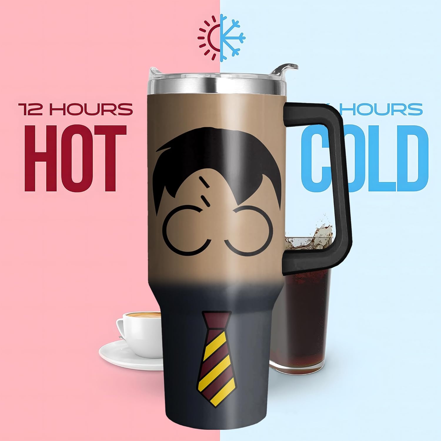 40 Oz Tumbler With Handle and Straw, Reusable Stainless Steel Travel Mug Keeps Drinks Cold & Hot, Leak Proof Insulated Tumbler for Water, Iced Coffee or Iced Tea for Woman Girl - Image 4