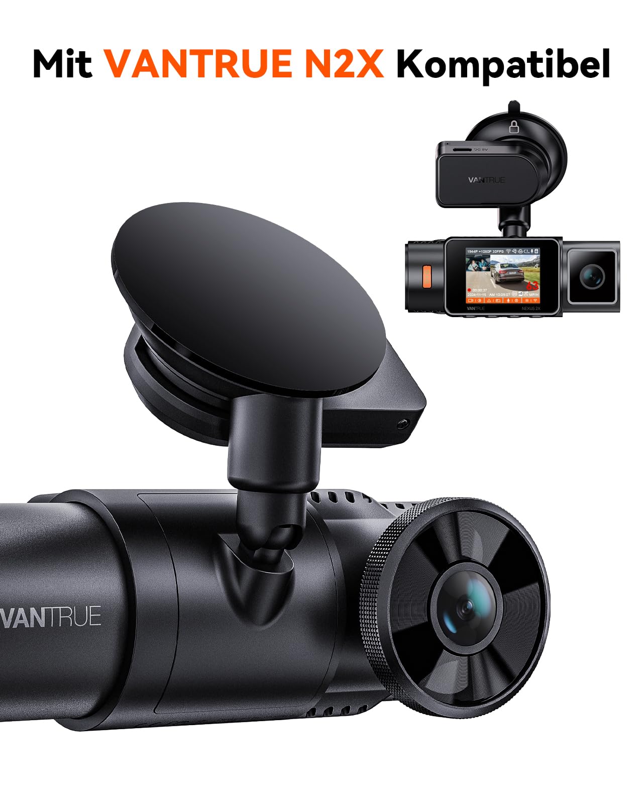 VANTRUE GPS Saugnapfhalterung für N5S/N4PS/N4S/N2X Dashcam Auto Kamera, GPS-Aufzeichnung (Position, Fahrroute und Geschwindigkeit), USB-C Port, unterstützt Verbindung mit LT01 LTE-Modul