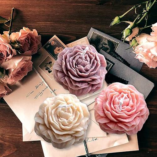 Miniatura 7 de Molde de silicona de flores, 2 moldes de silicona de peonía 3D para derretir cera, velas, fabricación de jabón, fondant, chocolate de caramelo,