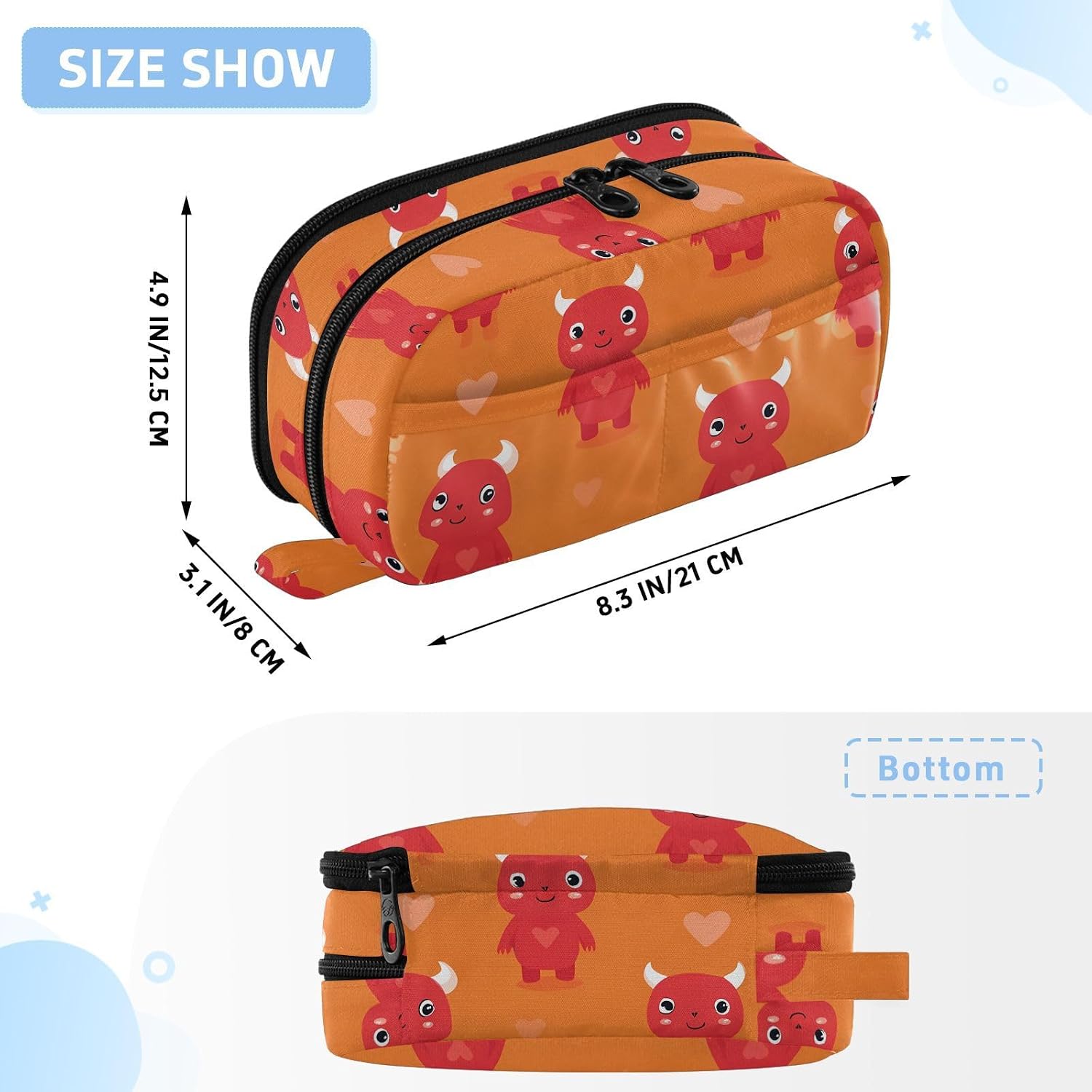 ALAZA Red Devil Pattern Large Capacity Pencil Case, Aesthetic Stationery Organizer Bag with Clear PVC Window, High Capacity Pen Pouch with Dividers for School Office Travel image 3