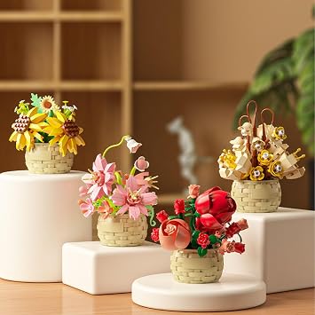 Mini Flowers Building Block Set,Flower Blocks Toys,Plants and Succulent Toys,Building Block Flowerpot,Botanical Collection Birthday Gift for Girls Boys Adults Kids Ages 6+ (Narcissus 166Pcs)
