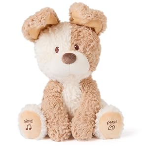 GUND Baby Peeki The Puppy Animated Plush Singing Stuffed Animal Sensory Toy for Babies and Toddlers Plays Peek-a-Boo