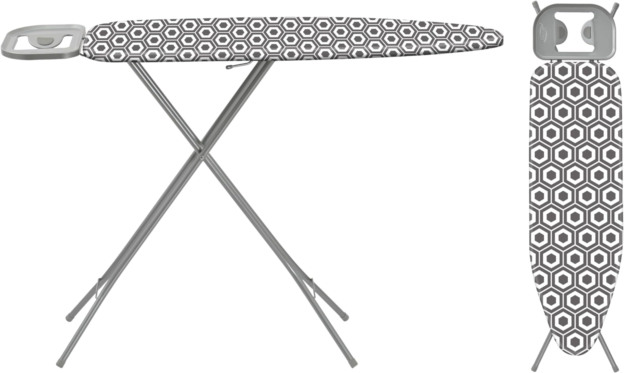 FEELINGS Mesh Ironing Board Passion With Steam Iron Rest Holder 4-Leg Foldable & Adjustable Iron Table Lightweight Heat Resistant | size 109x 33cm | Thick Cotton Cover (HONEYCOMB PRINT COVER)
