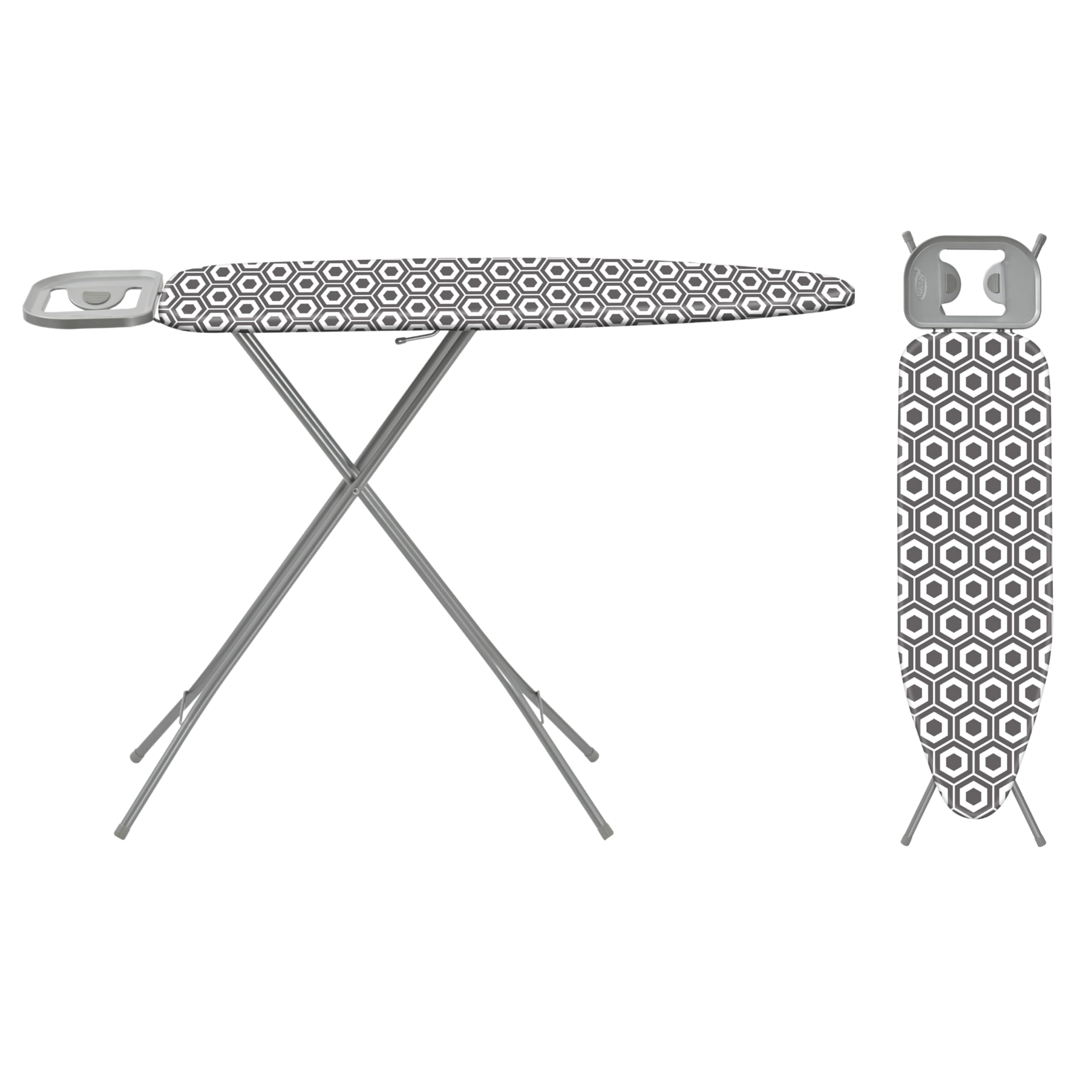 FEELINGS Mesh Ironing Board Passion With Steam Iron Rest Holder 4-Leg Foldable & Adjustable Iron Table Lightweight Heat Resistant | size 109x 33cm | Thick Cotton Cover (HONEYCOMB PRINT COVER)