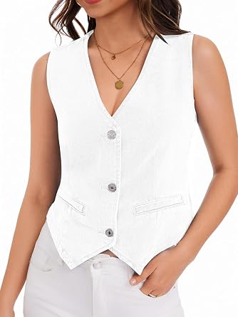 Womens Denim Vest for Women Sleeveless Jean Country Concert Top