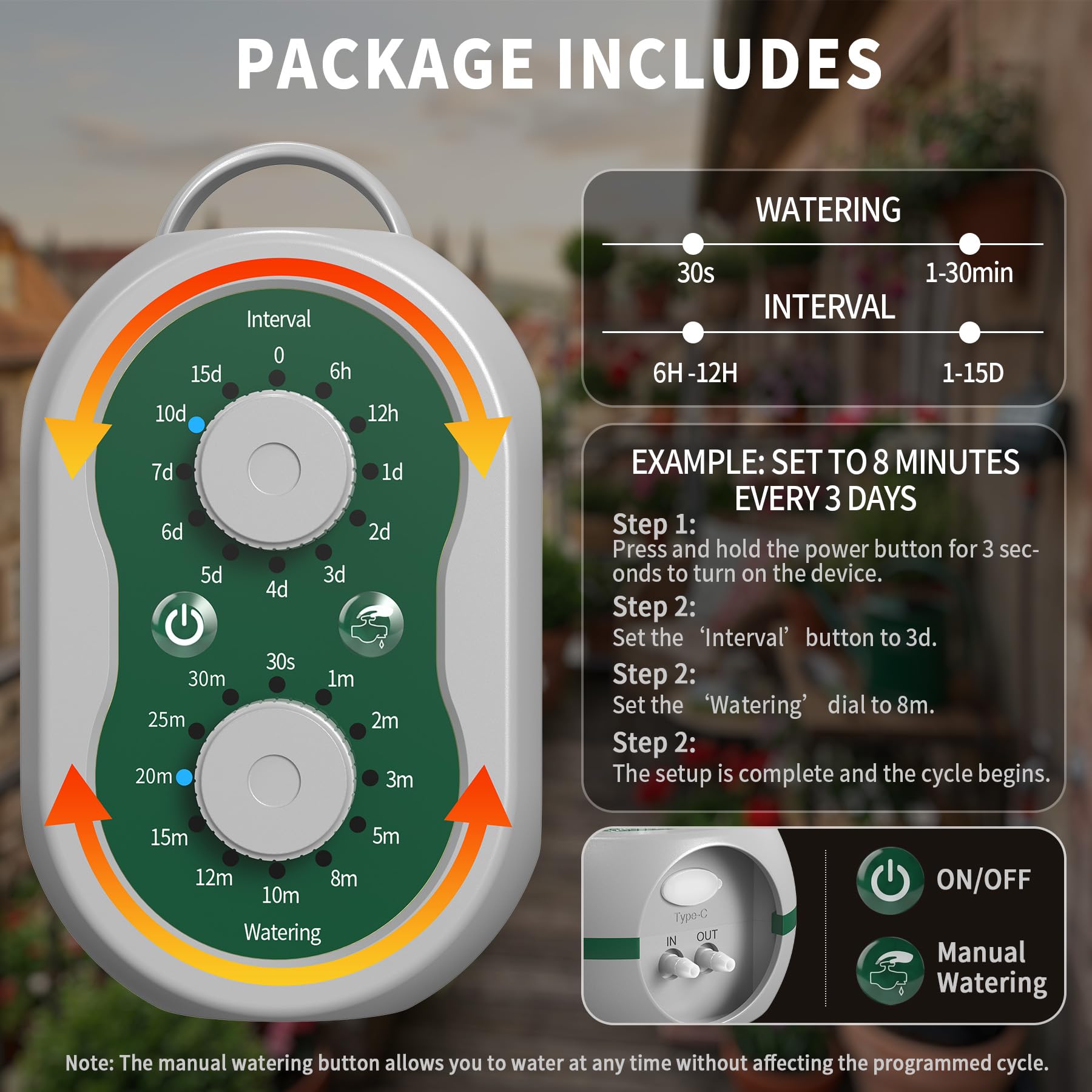Kit Riego por Goteo Automático Recargable Sistema de Riego por Goteo 132 Modos para 15 Plantas, Sistema de Riego Automático de Plantas para Interior, Balcón, Invernadero, Jardín