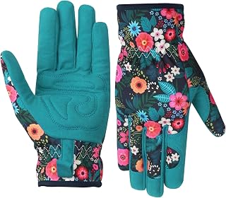 Guantes de jardinería 1 par Patrón floral colorido Guantes de jardín a prueba de pinchazos de jardinería de 9x4 pulgadas para poda de rosas, manejo de cactus y más