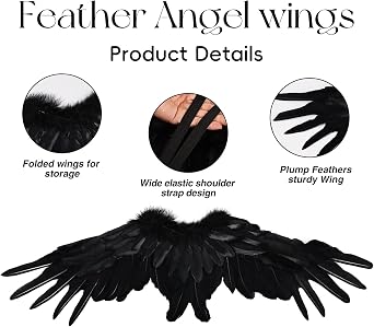 whitefeather Angel Wings Costume Accessories - Realistic Feather Wings for Adults, Lightweight Fairy Wings for Cosplay