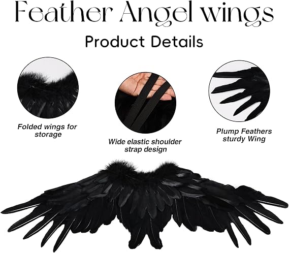 whitefeather Angel Wings Costume Accessories - Realistic Feather Wings for Adults, Lightweight Fairy Wings for Cosplay
