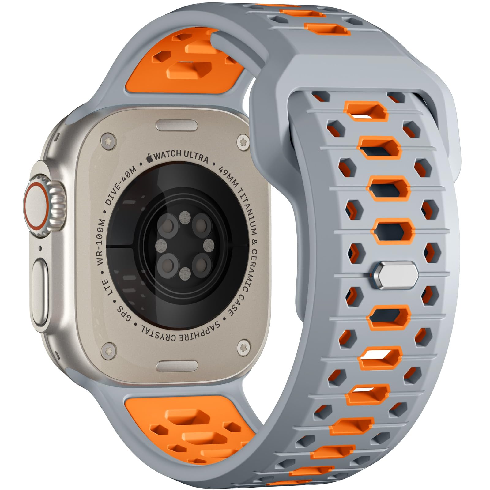 Maledan Sportowy pasek kompatybilny z Apple Watch Ultra 3, 49 mm, 46 mm, 45 mm, 44 mm, 42 mm, męski, wzór plastra miodu, oddychający silikonowy pasek do iWatch Series 11, 10, 9, 8, 7, 6, 5, 4, 3, 2, 1