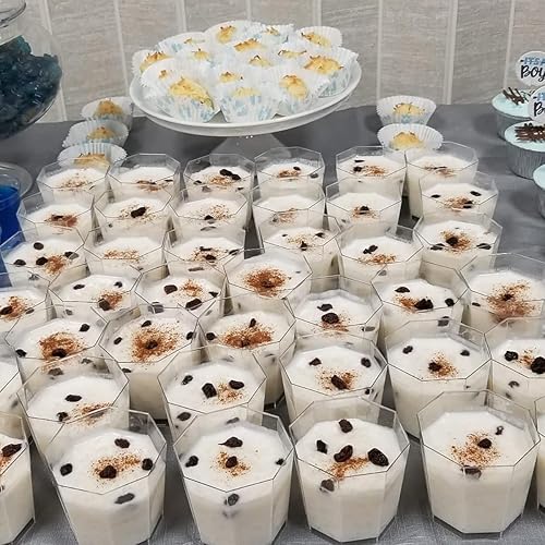 Miniatura 5 de Foraineam Paquete de 100 vasos de postre de plástico transparente de 5.4 onzas con 100 cucharas desechables reutilizables para aperitivos, cuencos