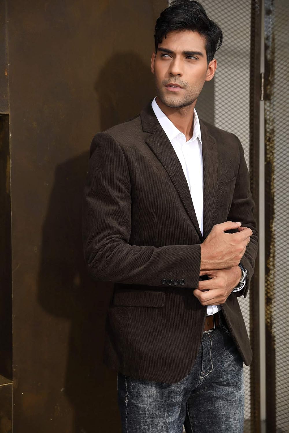 PJ PAUL JONES Mens Corduroy Blazer Jackets Slim Fit Two Button Casual Sports Coat - Image 3