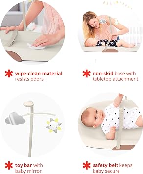Skip Hop Oat Contoured Wipe-Clean Changing Pad with Tuck-Away Toy Bar