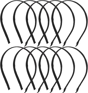 Lawie 10 Pack Women Plain Black Cloth Covered Thin Hard Metal Slim Thin Headband Hairband Base Elastic Hair Hoop Holder Clasp Tiara Crown Headpiece Accessories DIY