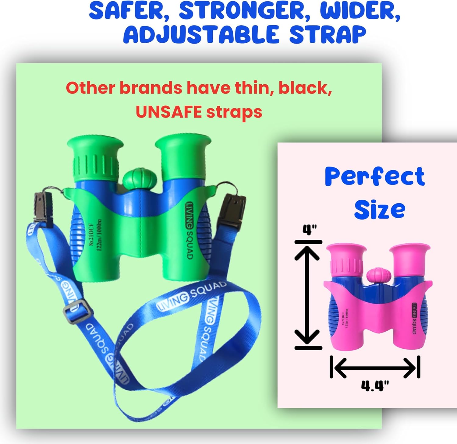 Kids Binoculars 8x21 Shockproof Ages 3–12 with Case, Neck Strap, Compass & Carabiner | High Resolution Optics for Birdwatching, Camping & Hiking - Image 7