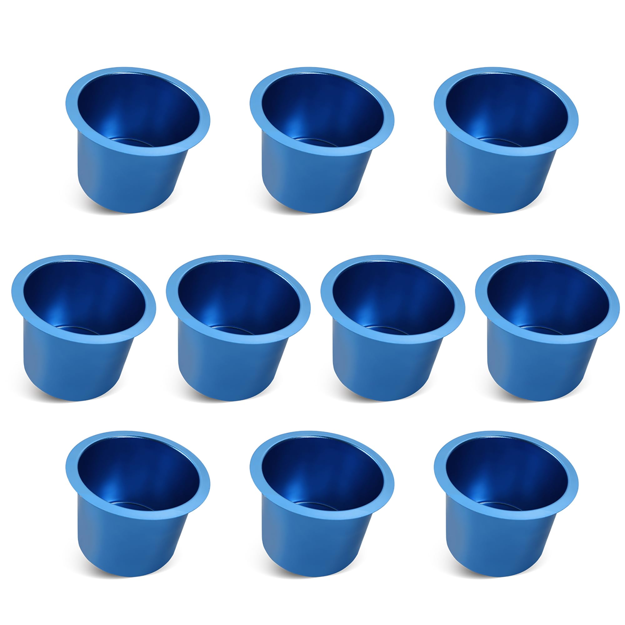 GSE Games & Sports Expert Jumbo Aluminum Cup Holder, Drop-in Cup Holder for Casino Poker Tables, Work Desks, Boats, RVs, Cars & Trucks (Blue, 10-Pack)