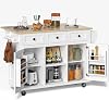 Rovibek Rolling Kitchen Island on Wheels With Storage for Dining Room