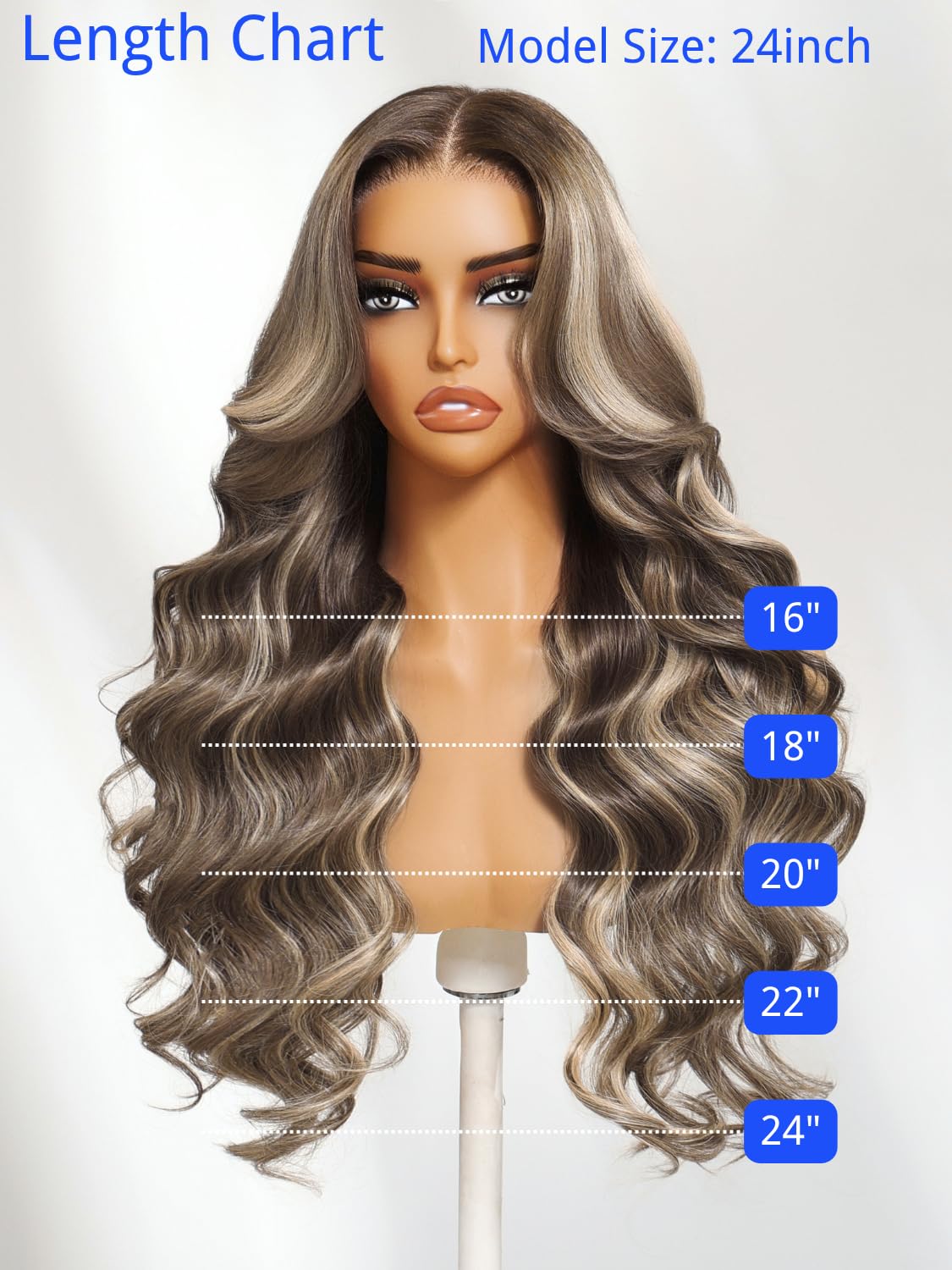 Nadula No Slip Ash Brown Blonde Highlight Loose Body Wave Drawstring Wig Human Hair with Face Framing Layers,13x4 Pre Everything Glueless Lace Frontal Wig Pre Plucked,Ready to Wear Wig 22inch