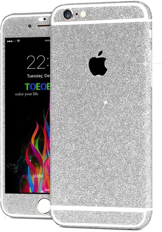 Kasstino Bling Glitter Crystal Full Body Wrap Decal Film Sticker Skin For iPhone 6 6S 7 8 Plus (For iPhone 8 Plus 5.5'', Silver)
