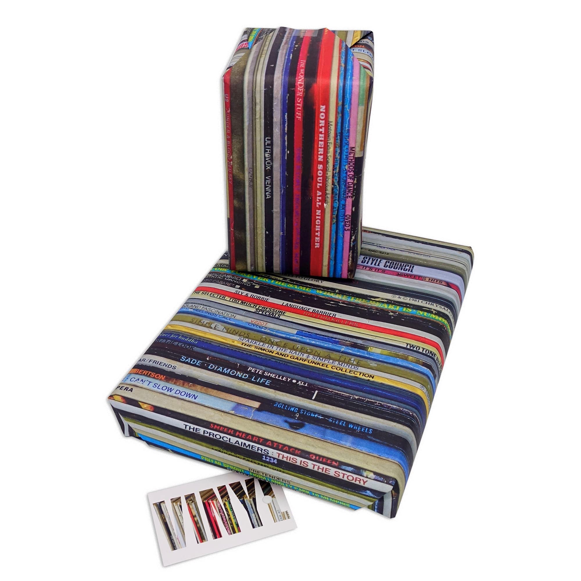 Vinyl Record wrapping Paper (5 large Sheet Pack), Perfect Size For Wrapping Albums, Amazing Fathers Day Wrapping Paper (Vinyl Sleeve Spines)