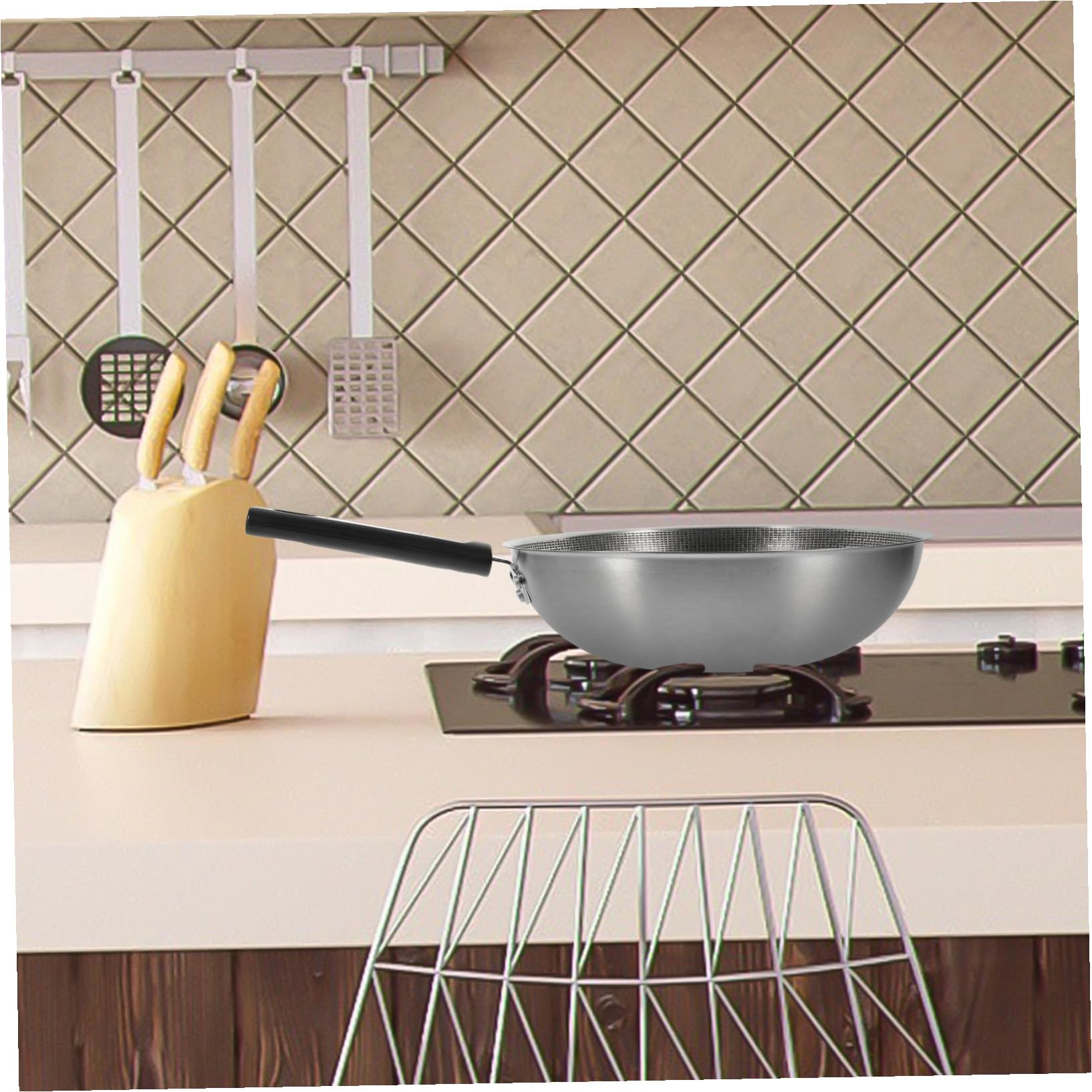 Homoyoyo Padella Rivestimento Antiaderente a Nido D'ape in Acciaio Inossidabile e Fondo Piatto Manico Ergonomico per Cucinare Uova e Fritture in Cucina