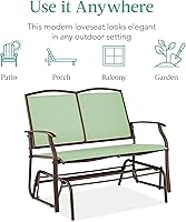 Vista 7 de Best Choice Products – Silla mecedora para 2 personas para patio al aire libre, banco para jardín, balancín de acero con tela Textilene, marco