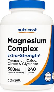 Nutricost Magnesium Complex Extra Strength 500mg, 240 Capsules - Magnesium Oxide, Citrate, and Glycinate - Gluten Free and Non-GMO