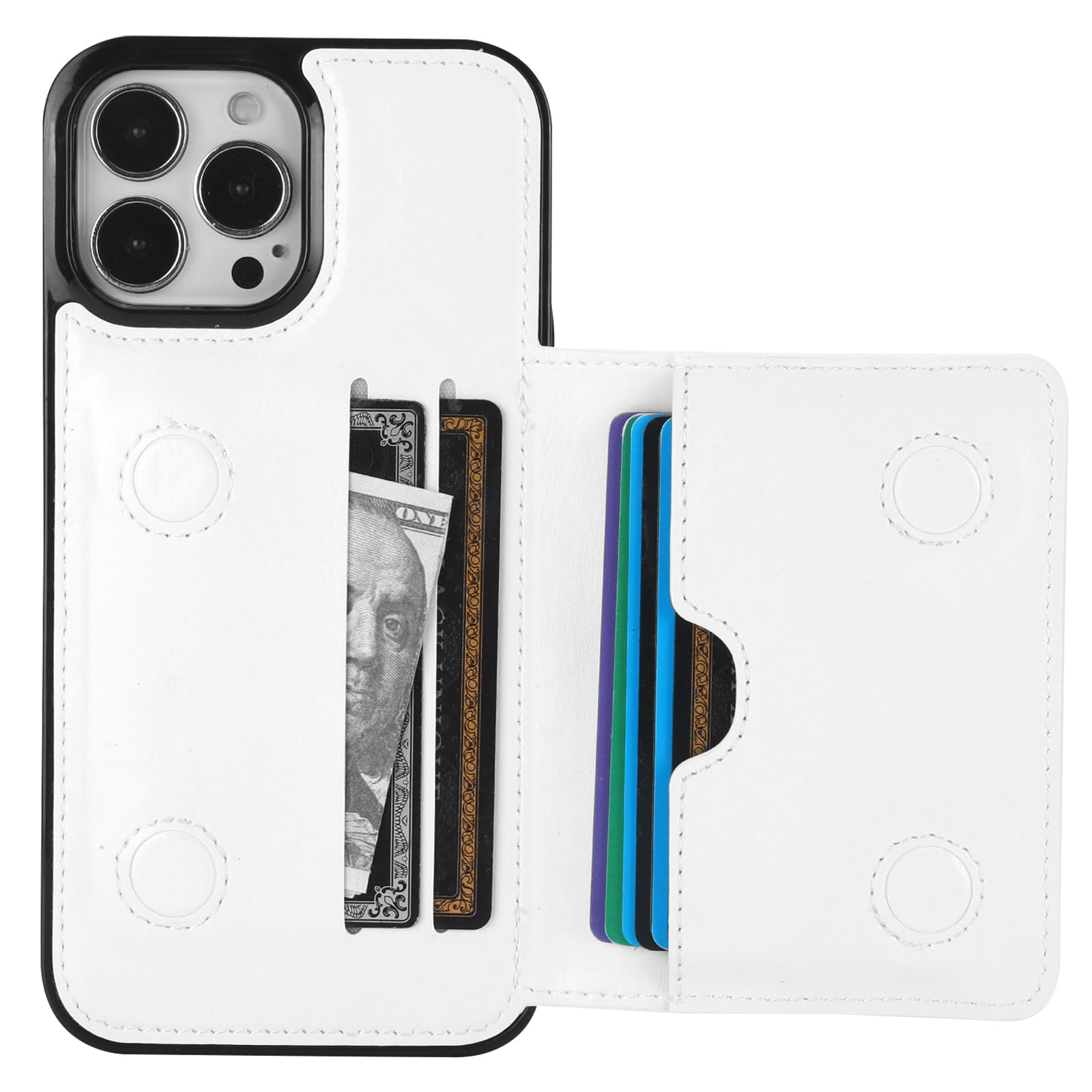 KIHUWEY Compatible with iPhone 13 Pro Max Wallet Case Credit Card Holder, Premium Leather Kickstand Durable Shockproof Protective Cover for iPhone 13