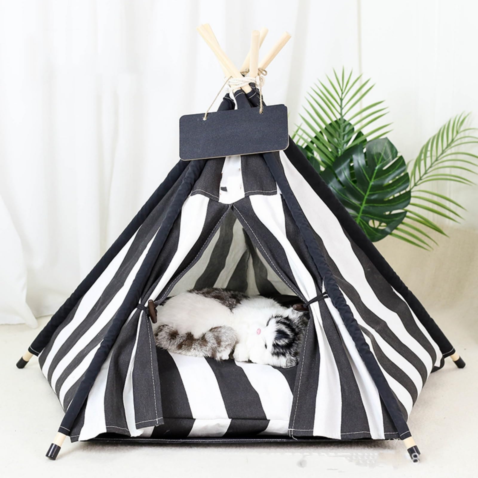 Tente pour Animaux de Compagnie, lit pour Chien, tipi Portable et Amovible pour Chiot, chenil intérieur et extérieur avec Coussins Doux et Tableau Noir pour écrire des Noms