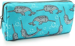 LParkin Cute Narwhal Canvas Pencil Case Pen Bag Pouch Stationary Case Gadget Makeup Cosmetic Bag Box