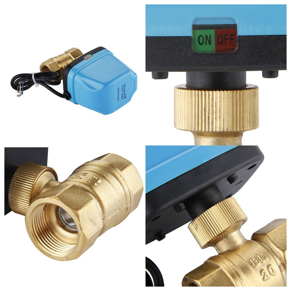 Válvula de zona de 2 vías, válvula de bola inversa, 220 V, DN20 (G3/4 pulgadas), válvula de bola