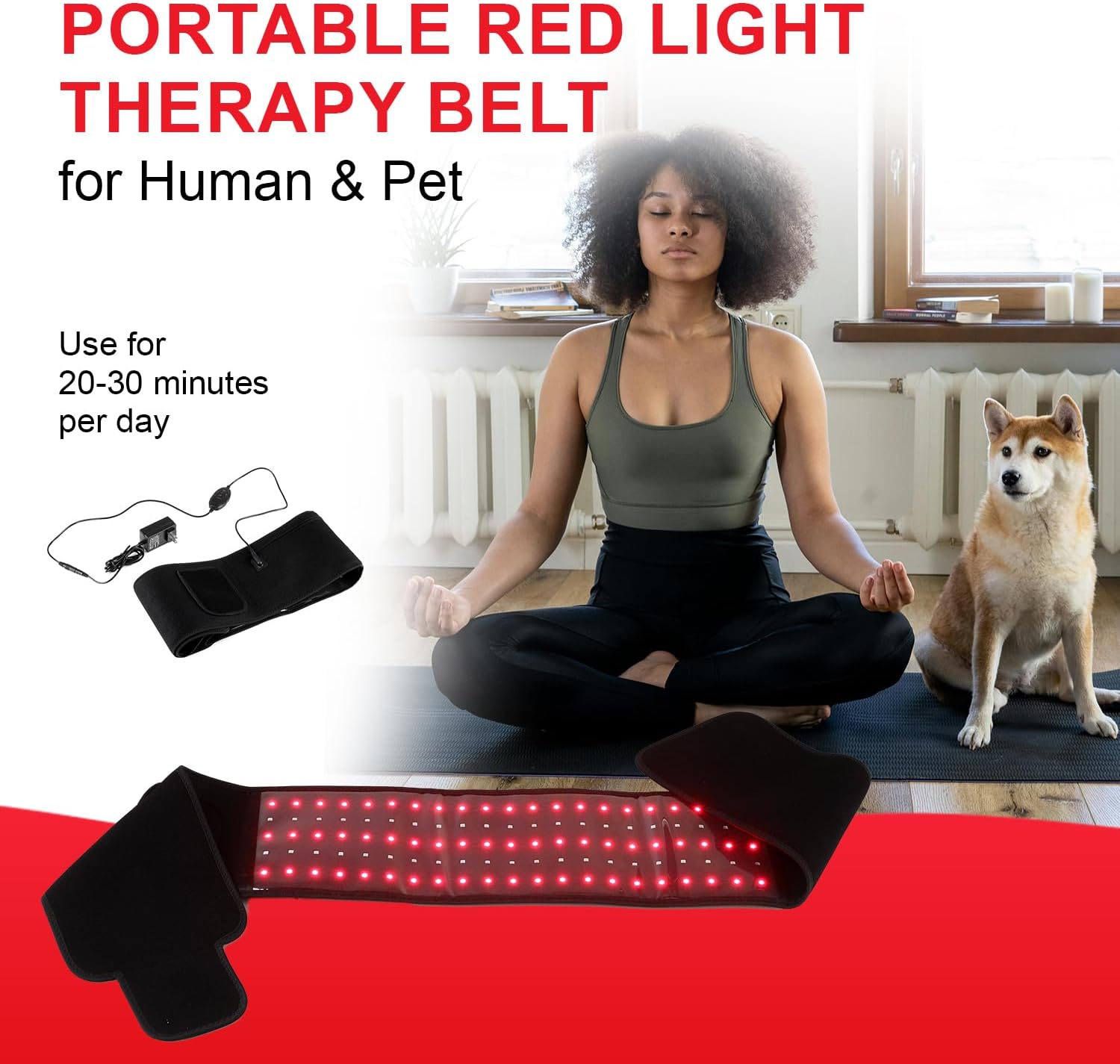 Red Light Therapy Belt for Body Infrared Light Therapy Pad 660nm&850nm Near Infrared Light Therapy Belt Wrap with Timer