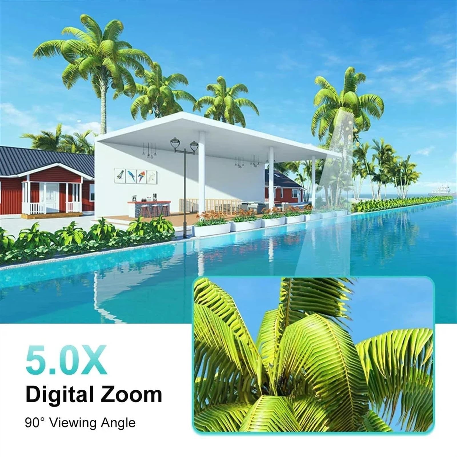 Kamera IP HD Zewnętrzna kamera wideo 5 MP System kamer bezpieczeństwa z wykrywaniem ludzi Dwukierunkowe kamery nadzoru Łatwa instalacja(2MP Add 128G Card)