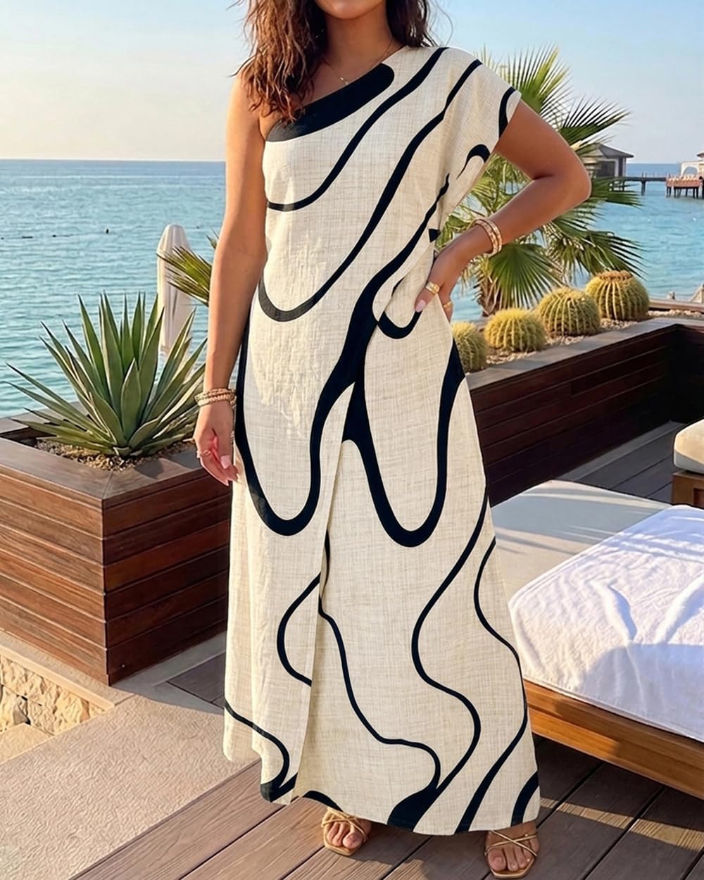 CHICME Maxi Dresses for Women Abstract Print Summer Dress image 5