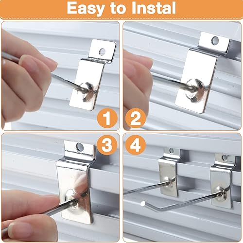 Miniatura 3 de Moxweyeni 100 ganchos resistentes para paneles de listones de metal para colgar en la pared, ganchos plateados para colgar en la pared, colgador de